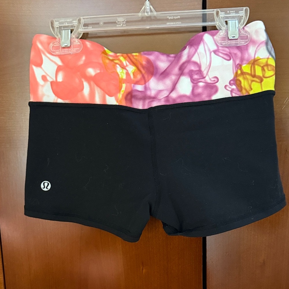Lululemon Black Shorts with Gray and Colorful Waistband